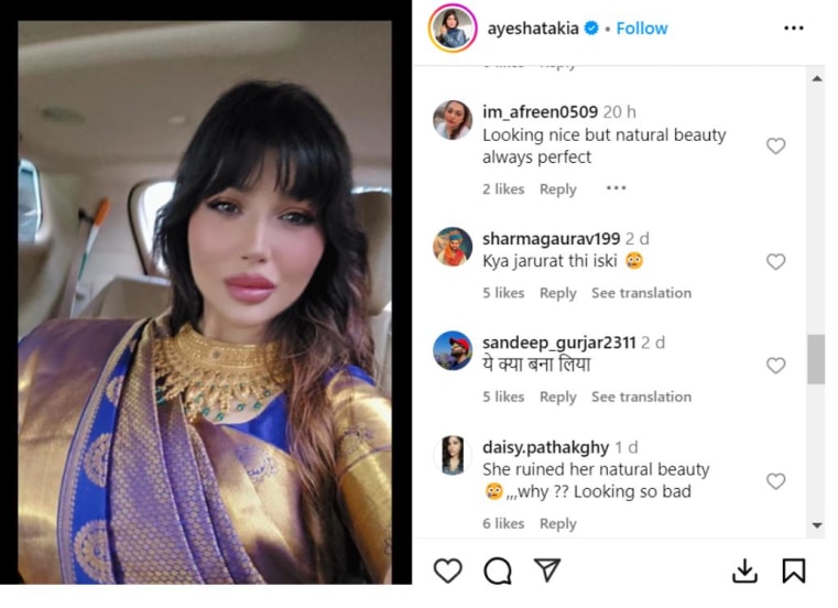 Ayesha Takia Post