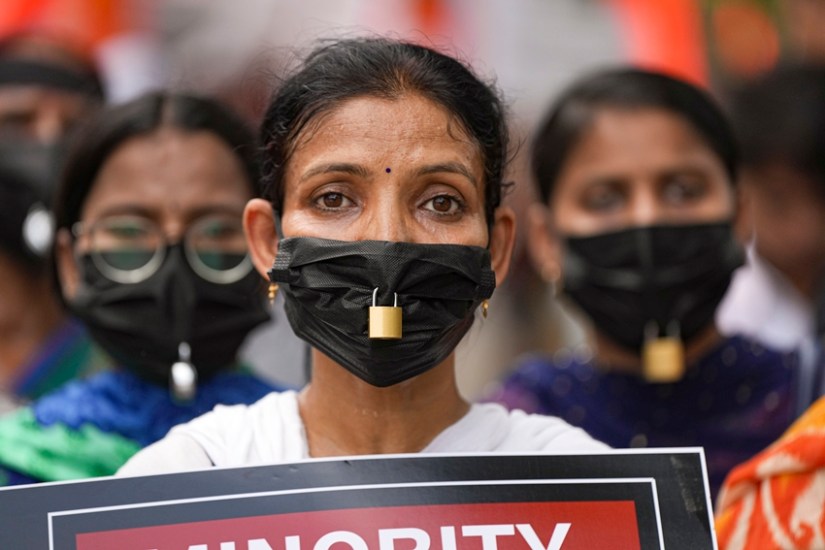 women protest