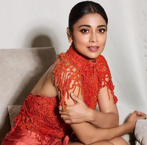 Shriya Saran Sleek bun hairstyle