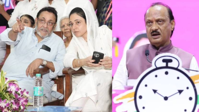 ajit pawar and nawab malik with sana malik