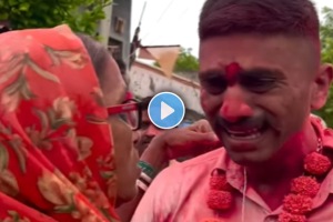 young guy cried in front of his grand ma after becoming an officer