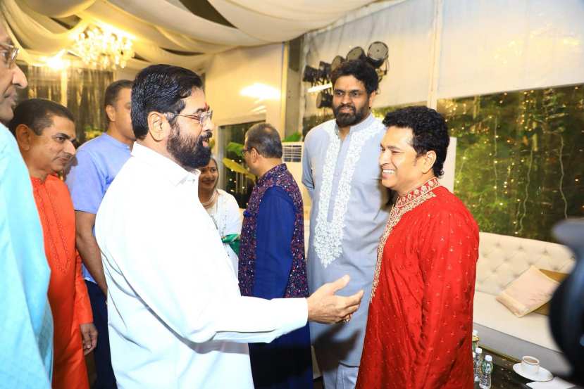 sachin tendulkar ganpati darshan cm house in mumbai