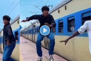 A Boy Dacing of Raliway platform Save life of old man who fall While getting off the local Video goes Viral