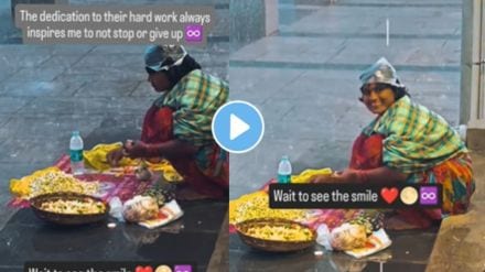 A heartwarming video of a woman selling flowers in heavy rain