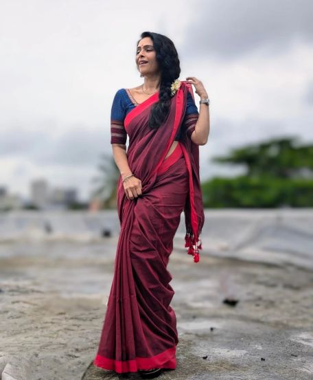 Aishwarya Narkar Cotton Saree Look