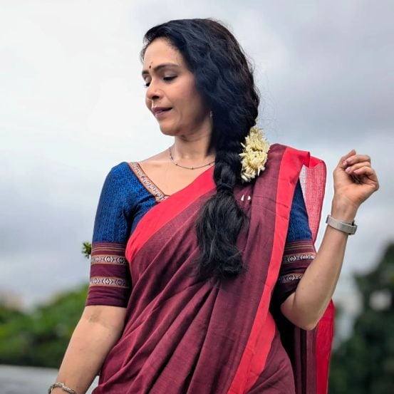 Aishwarya Narkar Cotton Saree Look