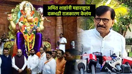 Sanjay raut criticise over Amit shah Lalbaugcha raja darshan