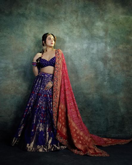 Amruta Khanvilkar Purple Lehenga Look