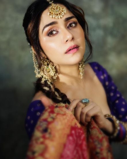 Amruta Khanvilkar Purple Lehenga Look