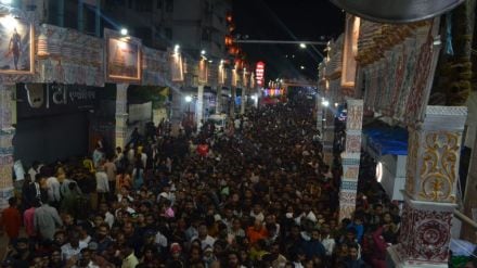 Crowds flocked to center area of pune on Friday night to watch the spectacle