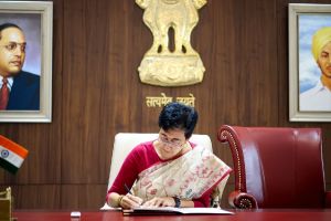 Delhi Chief Minister Atishi leaves her predecessor Arvind Kejriwals chair empty