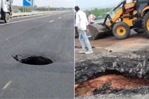 Delhi-Mumbai Expressway Road caved