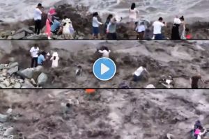 tourists took selfie near china qiantang river swept away video viral