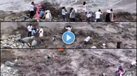 tourists took selfie near china qiantang river swept away video viral