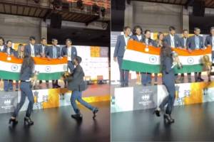 Indian Chess Star D Gukesh Tania Sachdev Recreates Rohit Sharma Famous Walk After Chess Olympiad 2024 Win