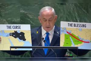 Israeli PM Netanyahu at UN Shows India map as Blessing