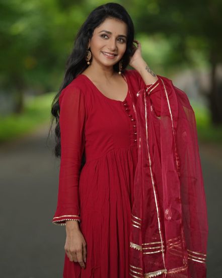 Jui Gadkari Red Anarkali Dress