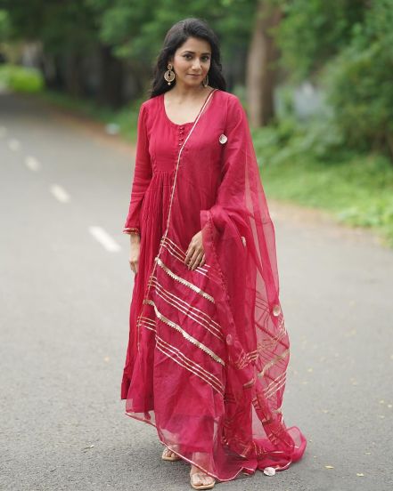 Jui Gadkari Red Anarkali Dress