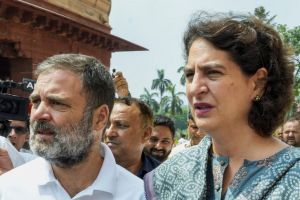 Leader of Opposition in Lok Sabha and Congress MP Rahul Gandhi and party General Secretary Priyanka Gandhi Vadra