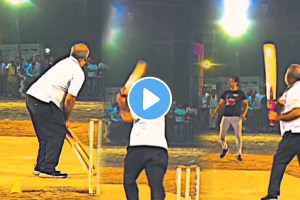 Old Man Hits Six Runs With A Helicopter Shot Like Ms Dhoni Cricket Video Goes Viral