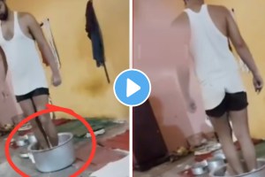 Shocking video Caution For Momo Lovers! Vendor Spotted Kneading Momo Dough With Feet In Jabalpur