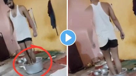 Shocking video Caution For Momo Lovers! Vendor Spotted Kneading Momo Dough With Feet In Jabalpur