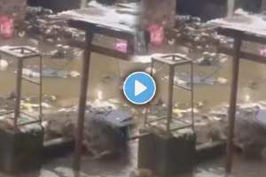 14-foot crocodile enters human settlement through flood waters