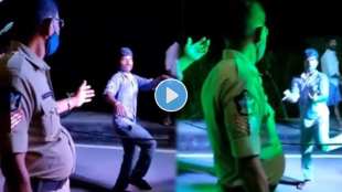 The person Funny danced looking at the police