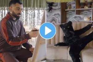 Virat Kohli draw Puma Cat sketch video viral