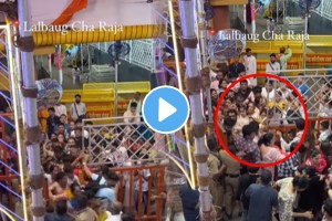 Lalbaugcha raja 2024 darshan mumbai devotees get pushed shoved at lalbaugcha raja amid stampede like situation