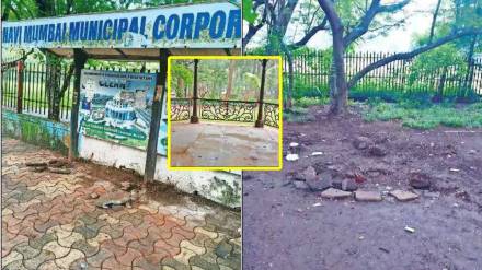 iron benches stolen from the municipal gardens at vashi