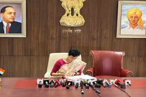 atishi takes charge as delhi cm with empty chair