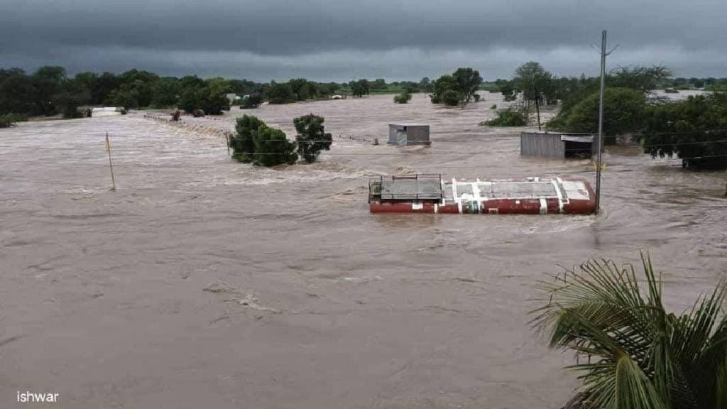 ST bus washed away in flood water in Parbhani