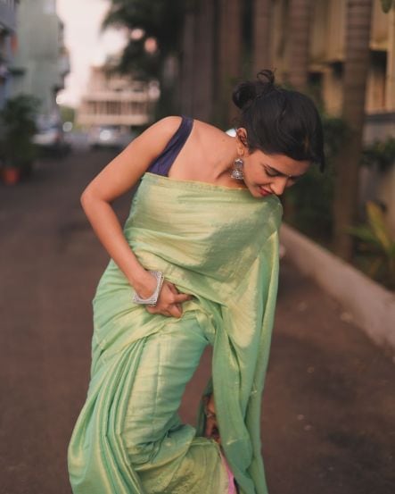 Shivani Mundhekar Green Saree Look