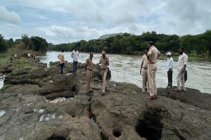 young girl and boy slipped, Indrayani river,