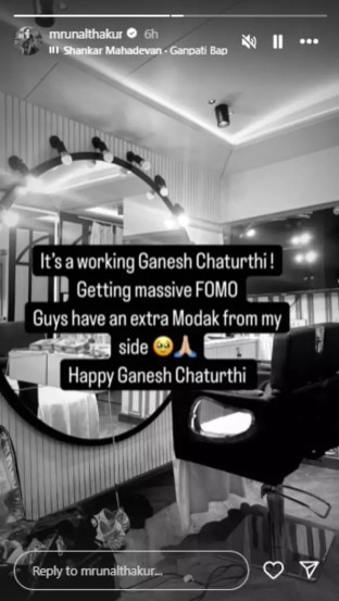 Mrunal thakur shares a instagram story on ganesh chaturthi