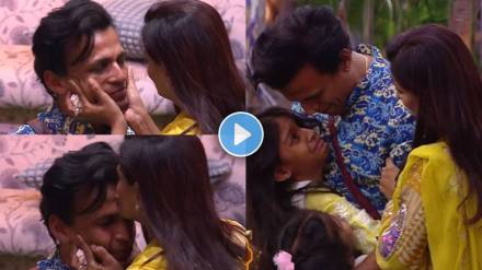 bigg boss marathi abhijeet sawant wife and both daughter visits house during family week task