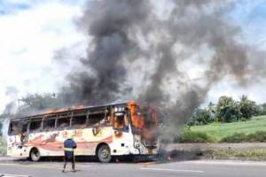 shivshahi bus caught fire on pune satara highway after tyre burst