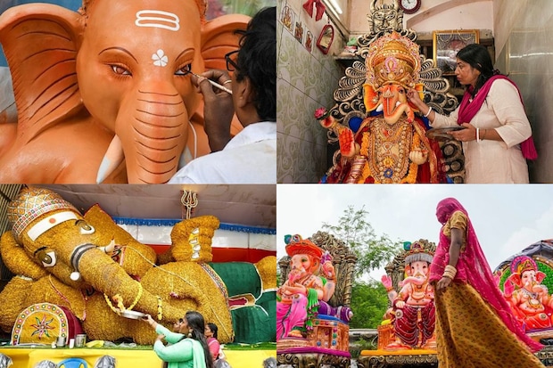 Ganesh Chaturthi celebrations 2024, Ganpati Bappa Morya chants, Ganesh idols installation, Ganesh Utsav in India, Famous Ganpati pandals in Mumbai