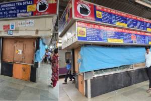 food stall on crowded platforms in dombivli station railway