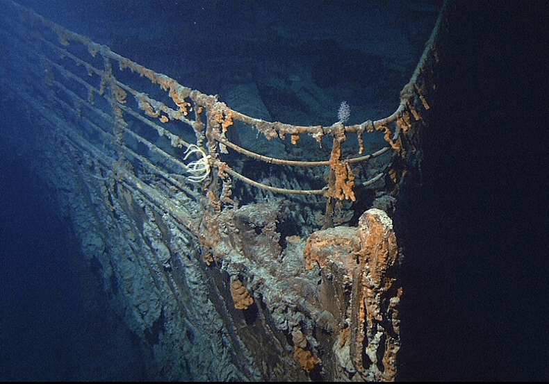 The bow of Titanic, photographed in June 2004