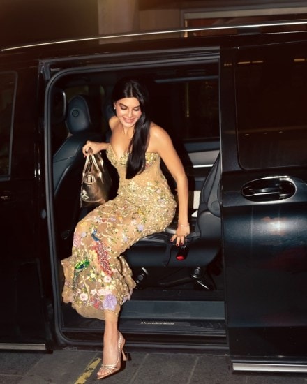 Jacqueline Fernandez Floral embroidery gown