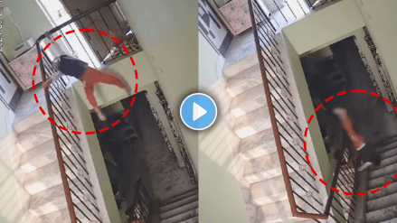 Little boy fell down from stairs viral video on social media