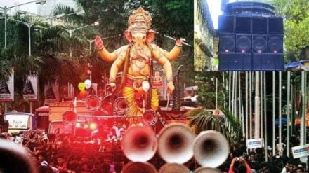 How much was the sound level on Lakshmi street during immersion procession