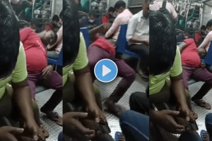 Man lost his balance while sleeping in Mumbai local train viral video