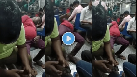 Man lost his balance while sleeping in Mumbai local train viral video