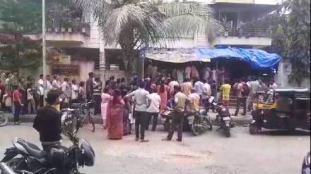 families and children waited for hours to receive 3 kg of wheat and 4 kg of rice