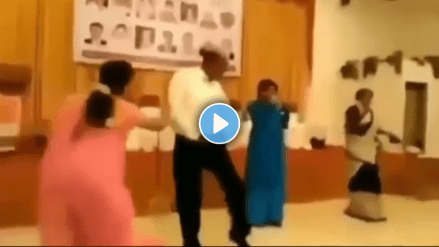 Uncle dances on stage while woman was already performing viral video on social media