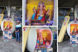 Anand Hendre created a world cup scene for Ganeshotsav