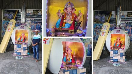 Anand Hendre created a world cup scene for Ganeshotsav